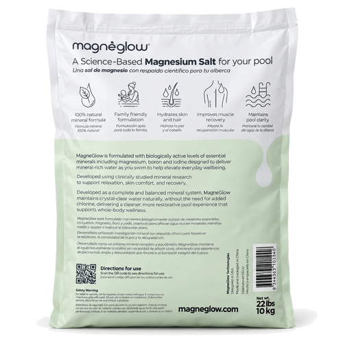 Back of the MagneGlow pack showing the mineral formulation and dosing directions